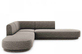 Modern 5 seater design corner sofa with ottoman "Miley" - chenille gray