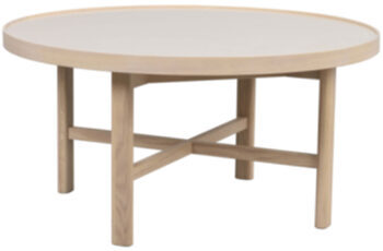 Design ceramic coffee table "Marsden" Ø 90 cm, oak whitewash