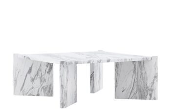 Design coffee table "Rogaland" marble look white, 100 x 100 cm