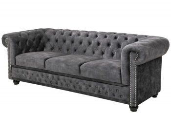 3-Sitzer Sofa „New Chesterfield“ mit Samtbezug - Grau