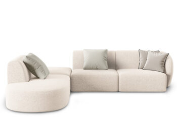5 seater design corner sofa "Chiara" Chenille without backrest - Left