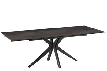 Extendable designer dining table "INFLUENCE" ceramic, dark rust look - 150-230 x 100 cm