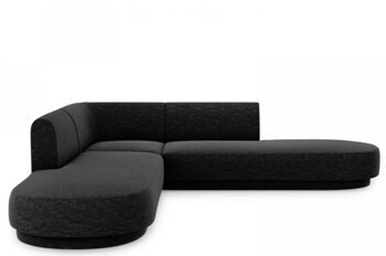 Canapé d'angle design moderne 5 places avec ottomane "Miley" - Chenille Noir
