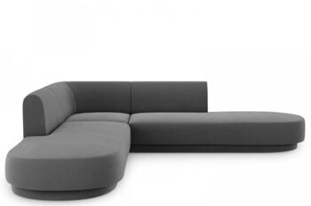 Modern 5 seater design corner sofa with ottoman "Miley" - with velvet cover dark gray