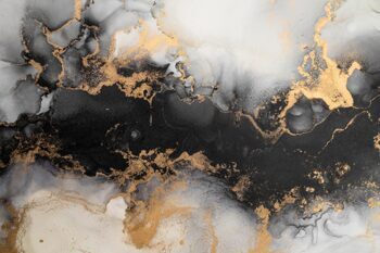 Tableau acrylique "L'or se mêle au noir" 80 x 120 cm