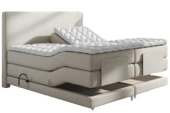 Premium box spring bed "AMPERA" electronically adjustable with remote control, 160 x 200 cm - Beige