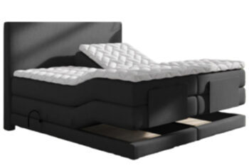 Premium box spring bed "AMPERA" electronically adjustable with remote control, 160 x 200 cm - black