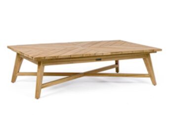 Solid, rectangular design outdoor lounge table "Coachella" made of teak, 120 x 70 cm