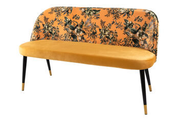 Design bench "Boutique" with velvet cover - mustard yellow