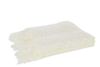 Belle couverture tricotée "Miloo" - 160 x 130 cm / Blanc
