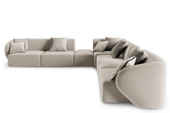 7 seater design corner sofa "Chiara" velvet without backrest