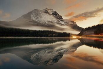 Glasbild „Berg gespiegelt im See“ 100 x 150 cm