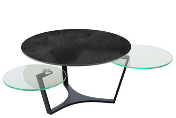 Extendable flexible design ceramic coffee table "Saffron" titanium / black, 77-115 x 43 cm