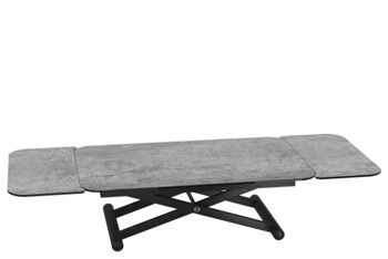 Multifunctional design dining and coffee table "Enora" Silver, 120-190 x 75 cm / height 38-82 cm
