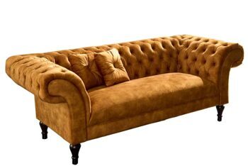 3 seater design velvet sofa "New Paris" - mustard yellow