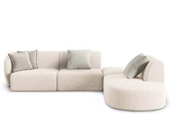 5 seater design corner sofa "Chiara" Chenille without backrest - Right