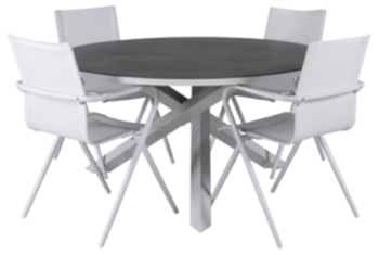 Gartenmöbel Set „Copacabana“ / Tisch Ø 140 cm + 4 Stühle