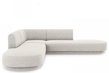 Modern 5 seater design corner sofa with ottoman "Miley" - chenille light gray