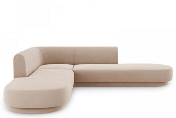 Modern 5 seater design corner sofa with ottoman "Miley" - with velvet cover cappuccino