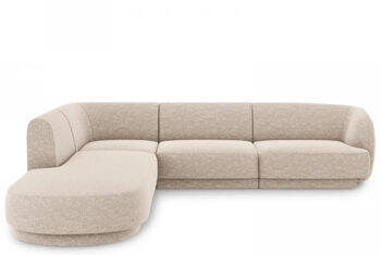 6 seater design corner sofa "Miley" - chenille beige