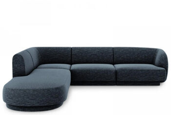6 seater design corner sofa "Miley" - chenille dark blue