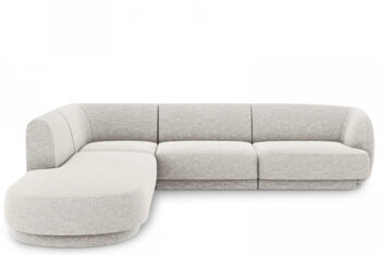 6 seater design corner sofa "Miley" - chenille light gray