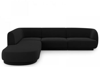 6 seater design corner sofa "Miley" - with velvet cover black