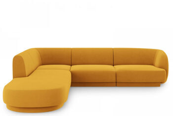 6-seater design corner sofa "Miley" - with velvet cover mustard yellow