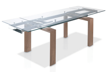 Table de salle à manger design à rallonges "Astropolis" 160/240 x 90 cm avec base en noyer