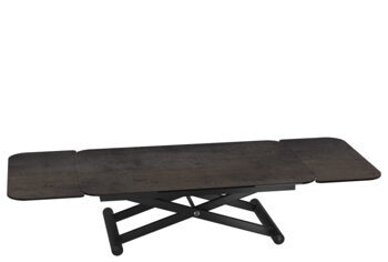 Multifunctional design dining and coffee table "Enora" rust brown, 120-190 x 75 cm / height 38-82 cm