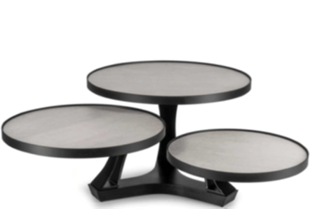 Ausziehbarer Designer Couchtisch „Extremis“ mit rotierenden Tischplatten - Savoia Grigio/ Schwarz matt