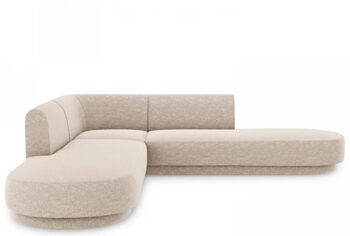 Modern 5 seater design corner sofa with ottoman "Miley" - chenille beige