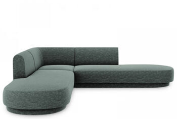 Modernes 5-Sitzer Design Ecksofa mit Ottomane „Miley“ - Chenille Grün