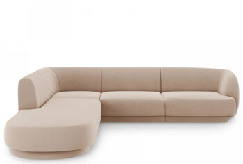 6-seater design corner sofa "Miley" - with velvet cover cappuccino