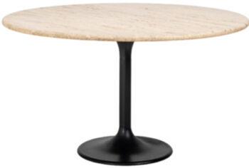 Table de salle à manger ronde design "Hampton" avec plateau en travertin Ø 140 cm