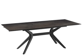 Extendable designer dining table "Impulsion" ceramic, dark rust look - 150-230 x 100 cm