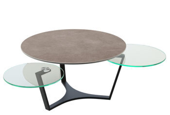 Extendable flexible design ceramic coffee table "Saffron" cement gray / black, 77-115 x 43 cm
