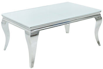 Coffee Table "Modern Baroque" 100 x 60 cm - Stainless Steel/Opal Glass White