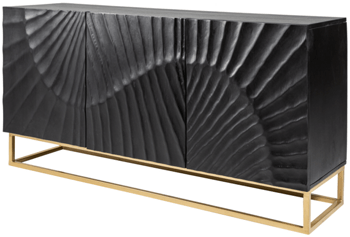 Massivholz Sideboard „Skorpion“ Schwarz/Gold - 140 x 75 cm