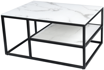Design coffee table "Elegance" 90 x 60 cm - Black / white marble look