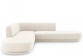 Modern 5 seater design corner sofa with ottoman "Miley" - with velvet cover Soft Beige
