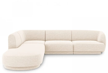 6 seater design corner sofa "Miley" - chenille light beige