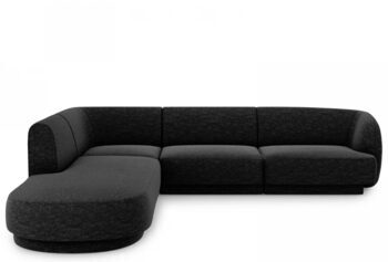6 seater design corner sofa "Miley" - chenille black
