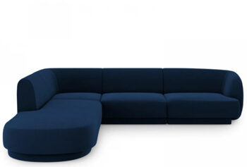 6 seater design corner sofa "Miley" - with velvet cover royal blue