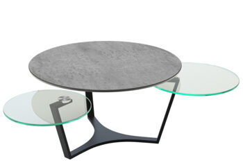 Extendable flexible design ceramic coffee table "Saffron" Silver / Black, 77-115 x 43 cm