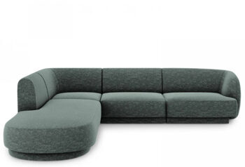6 seater design corner sofa "Miley" - chenille green