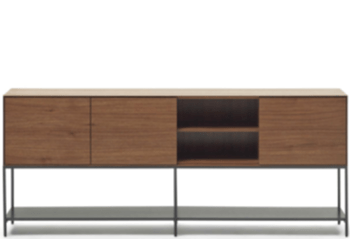 Design Sideboard „Valencia“ 195 x 80 cm - Nussbaum/Schwarz
