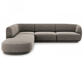 6 seater design corner sofa "Miley" - chenille gray