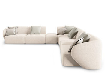 7 seater design corner sofa "Chiara" chenille without backrest