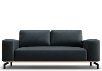 2 seater designer leather sofa "Marc" - dark blue